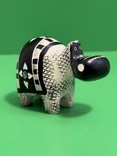 Usado, Estatueta de hipopótamo esculpida à mão em pedra-sabão - pintada à mão em preto e branco 2,5” frete grátis comprar usado  Enviando para Brazil