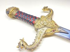 dominant franklin mint large sword collectible fire dragon 24 kt gold plated for sale  Shipping to Canada