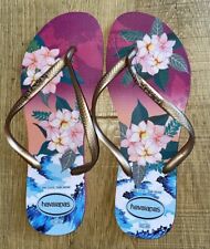 Chinelos Havaianas Slim Tropical Sunset Hollywood Rose Feminino 11/12 Novo sem etiquetas comprar usado  Enviando para Brazil