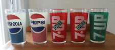 Lote de 5 copos de vidro vintage PEPSI COLA 7up Diet 7up 4 3/4” de altura feitos no Canadá comprar usado  Enviando para Brazil