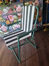 1 Vintage Striped Folding Garden Deck Chair Camping VW Camper Green White Rare  for sale  Shipping to South Africa
