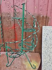 Vtg White Green 4 Tier Plant Stand Scrolls MCM Wrought Iron Antique 38x19 Stair for sale  Shipping to South Africa