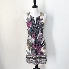 Hale Bob Tropikalna kwiatowa sukienka shift bez rękawów dekolt w serek fioletowa kolorowa rozm. Mały, używany na sprzedaż  Wysyłka do Poland