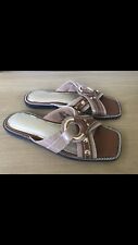 Used, River Islands  Women’s Gorgeous Flat Gold Buckled Slip On Sandals Size Uk 8 for sale  Shipping to South Africa