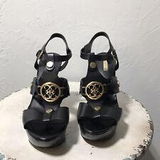 GUESS platform pumps size 8 black / Gold Logo 5” Heel High. Small Flaws See Pict for sale  Shipping to South Africa