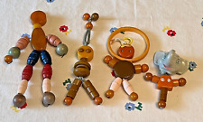 VINTAGE BAKELITE CHILDRENS CRIB TOYS 4 RATTLE ELEPHANT RING COLORFUL WOOD BEADS, used for sale  Shipping to South Africa