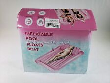 Inflatable Pool Floats Boat for Adults Blow Up Tanning Pool Raft w/ Pillow Pink for sale  Shipping to South Africa