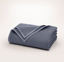 Cobertor de cama waffle algodão orgânico Boll & Branch em azul mineral/cinza, king size comprar usado  Enviando para Brazil