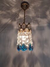 Pojedynczy mosiądz vintage francuskie kryształy żyrandol lampa sufitowa oświetlenie wiszące na sprzedaż  Wysyłka do Poland