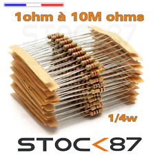10 à 100pcs résistance 1/4w (0,25w ) au choix 1  à 100k ohms  - carbon resistor til salg  Sendes til Denmark