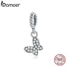 BAMOER 925 Sterling Silver CZ Butterfly Bracelet Charms Beads Gift Women Party  for sale  Shipping to South Africa
