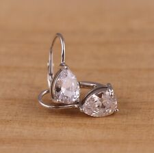 Solid 925 Sterling Silver Teardrop Cubic Zirconia Crystal Hoop Earrings Gift Box for sale  Shipping to South Africa