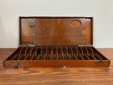 Antique mahogany wood English-made handcrafted artist paint box with palette, used for sale  Shipping to South Africa
