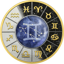 Gemini Zodiac Signs Black 1/2 oz Proof Silver Coin 500 Francs CFA Cameroon 2023 for sale  Shipping to South Africa