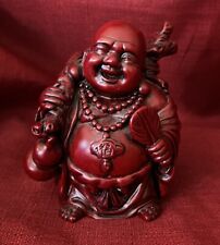 Buddha Figurine Statue Red Resin Happy Feng Shui Statue Vintage for sale  Shipping to South Africa