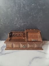 Vintage Hard Wood Desk Top Organizer Roll Back Compartment Felt Lined Drawer for sale  Shipping to South Africa