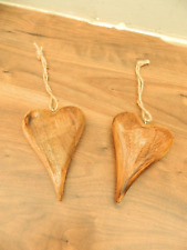 2 hardwood decorative hanging  hearts for sale  Shipping to South Africa