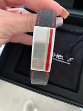 RARE* TAG Heuer Unisex Black/Red Stitching Steel Logo Bracelet Wrist Band  for sale  Shipping to South Africa