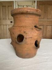 Vintage Weathered Large Hand Thrown Terracotta Strawberry Pot Herb Planter 9hole for sale  Shipping to South Africa