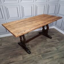 Vintage Retro Jaycee Solid Oak Refectory Trestle Dining Table Large Wooden for sale  Shipping to South Africa