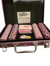 Poker Set + Purple  Case, 200 Chips, 5 Pink Dice. for sale  Shipping to South Africa