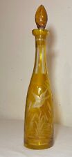 antiguo amarillo corte a claro checo bohemio cristal vidrio licor botella segunda mano  Embacar hacia Argentina
