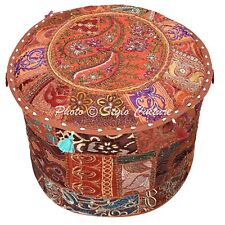 Puf otomano marrón de colección de mosaico bordado indio decoración étnica segunda mano  Embacar hacia Argentina