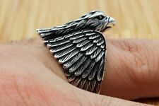 Solid 925 Sterling Silver Eagle Bird Wing Turkish Signet Mens Unisex Gift Ring for sale  Shipping to South Africa