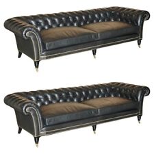 PAIR OF RRP £45,590 RALPH LAUREN BROOK STREET BLACK  CHESTERFIELD SOFAS for sale  Shipping to South Africa