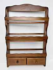 Vintage Wooden Spice Rack 3 Shelves 2 Drawers No Jars Wall Hanging Brown, used for sale  Shipping to South Africa