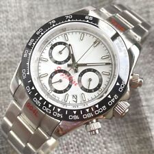 BLIGER 39mm Quartz Chronograph Sapphire Glass White Steel Mens Watch VK63 VK64 for sale  Shipping to South Africa
