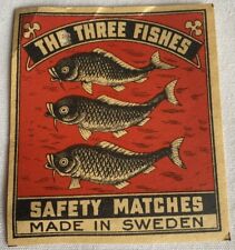 Three fishes matchbox for sale  YORK