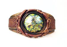 Adjustable Genuine Stingray Leather Cuff Bracelet-Dichroic Stone for sale  Shipping to South Africa