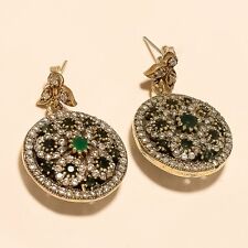 Brincos de esmeralda turca prata esterlina 925 dois tons joia do Dia dos Namorados AA comprar usado  Enviando para Brazil