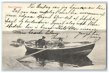 Cartão postal 1911 em uma viagem de pesca barco a remo cena Christiania Oslo Noruega, usado comprar usado  Enviando para Brazil