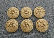 Set 6 Vintage Retro Sparkly Matt Gold Tone Buttons 25mm Steampunk Flower Design for sale  Shipping to South Africa
