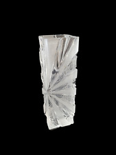 Vintage Baccarat Klein Crystal Art Glass Vase Frosted & Clear Abstract 8" As Is for sale  Shipping to South Africa