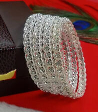 Indian Ethnic Wedding 4 Pc AD CZ Silver Plated Designer Bollywood Bridal Bangles for sale  Shipping to South Africa