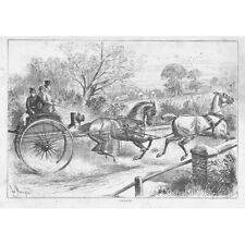 Victorian Tandem Horse Carriage - Antique Print 1881 for sale  Shipping to South Africa