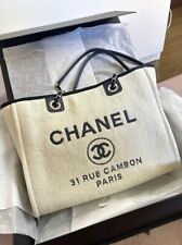 Bolsa tote Chanel Deauville A67001 off white bolsa de ombro de compras autêntica nova caixa comprar usado  Enviando para Brazil