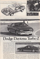 '83 Dodge Daytona Turbo Z Coupe, 'Driving Impression' Test From USA Car Magazine for sale  Canada