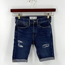 Bermuda jeans Abercrombie Fitch meninas tamanho 9/10 azul escuro jeans desgastado comprar usado  Enviando para Brazil