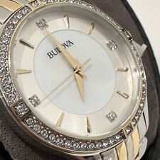 Bulova relógio feminino quartzo cristal acento dois tons 32mm 98L273 comprar usado  Enviando para Brazil