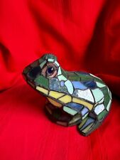 Vintage Tiffany Style Stained Green Art Glass Frog Lamp for sale  Shipping to South Africa