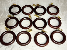Anéis de cortina de cortina de madeira marrom escuro quantidade de 12 clipes Goldtone 1 3/4" haste máxima comprar usado  Enviando para Brazil