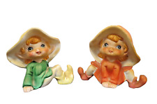 2 Vintage Ceramic Elf Pixies - HOMECO Pixie Elves Porcelain # 5213 for sale  Shipping to South Africa