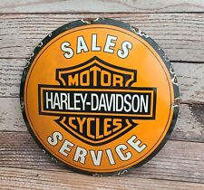 Usado, Letrero de distribuidor de metal porcelana vintage de ventas y servicio de motocicletas Harley Davidson segunda mano  Embacar hacia Argentina