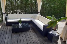 Gartenmöbel Sitzgruppe Sofa 7tlg. Schwarz Weiss Sitzkissen Lounge Polyrattan Set gebraucht kaufen  Erlangen