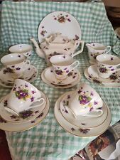 Royal Windsor Violet 22 Piece Tea set, Trios, Milk Jug, Sugar Bowl, Cake Plate for sale  Shipping to South Africa