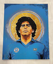 Quadro Maradona Napoli stampa Su Tela Canvas gancio appendere muro 34 x 28 cm usato  Napoli